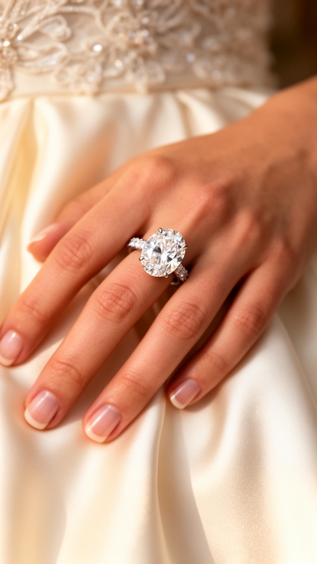 Bride-to-be admiring an engagement ring on her hand
