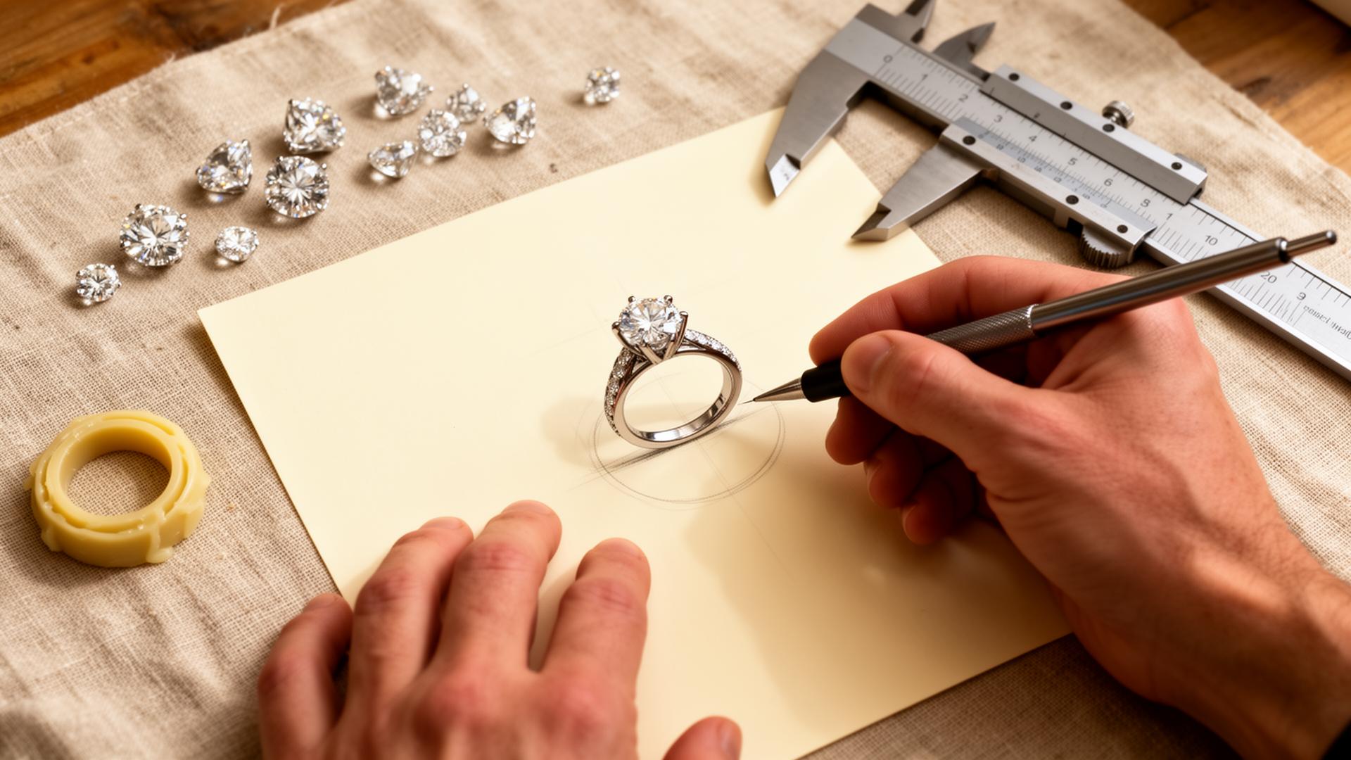 MARA Bridal founder working on a custom engagement ring design